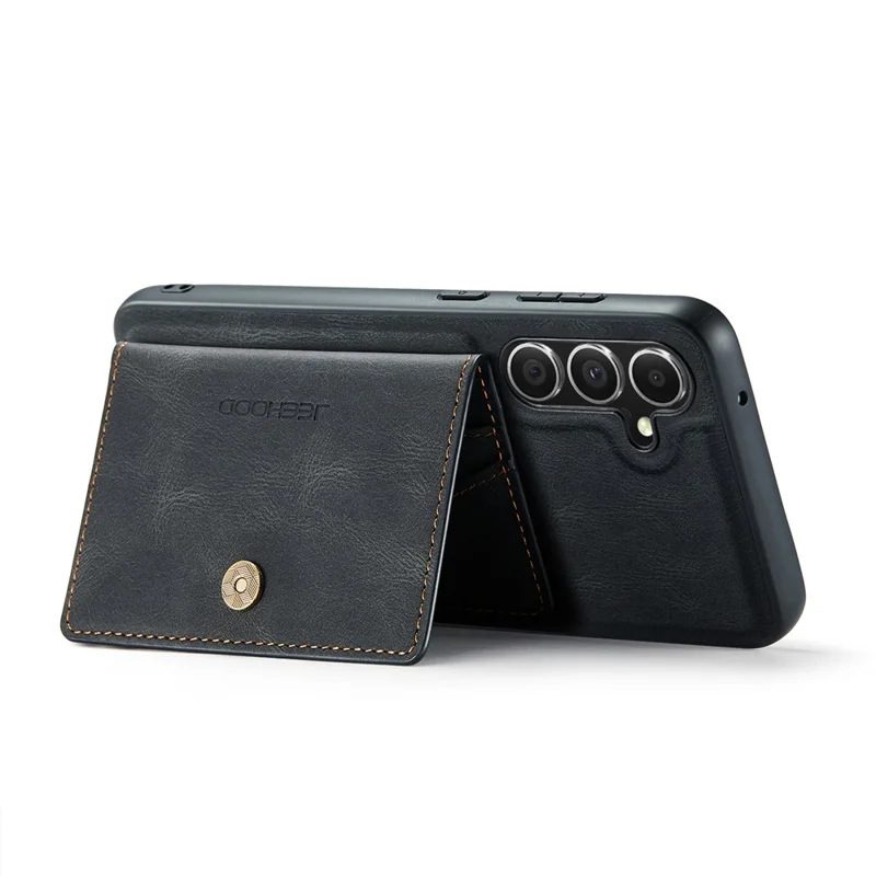 JEEHOOD J01 Para Samsung Galaxy S23 FE Retro Phone Case com Bolsa Magnética Destacável - Preto