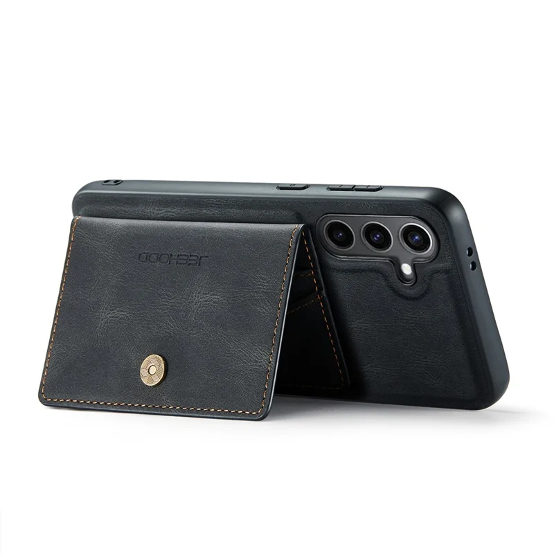 JEEHOOD J01 For Samsung Galaxy S24+ Case Detachable Card Bag Leather Coated TPU Cover - Black