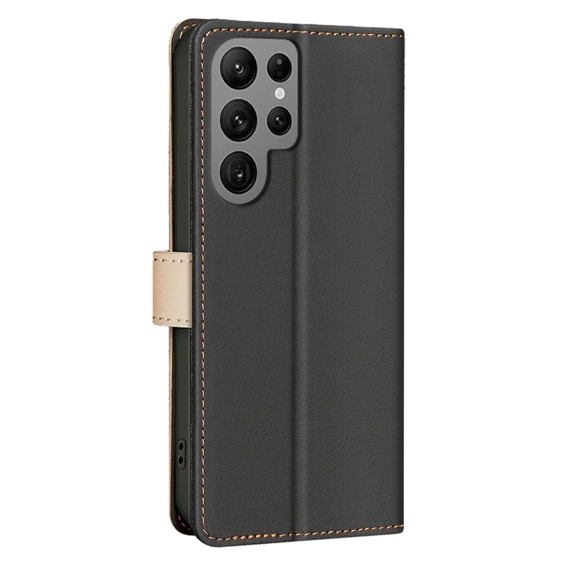 BINFEN COLOR BF33 Para Samsung Galaxy S24 Ultra Leather Case Dual Color RFID Blocking - Preto