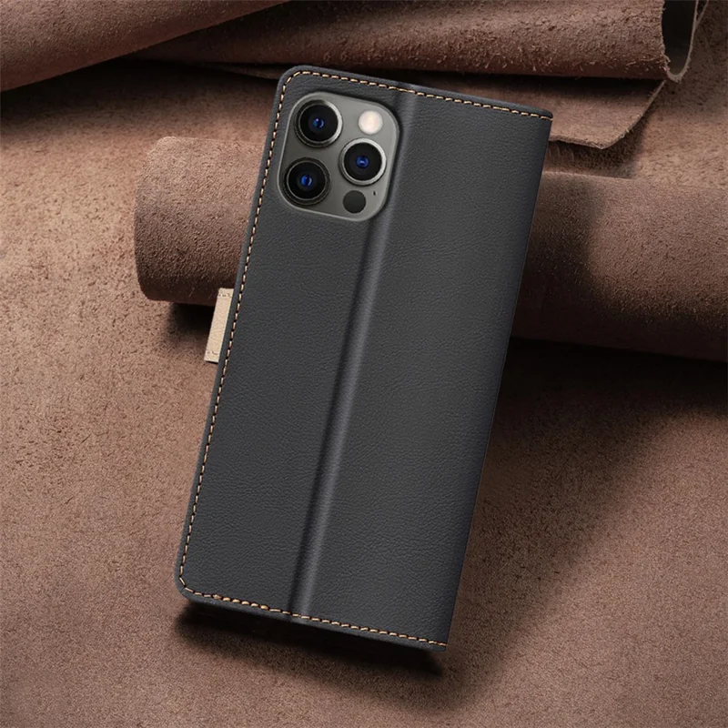 BINFEN COLOR BF33 For iPhone 16 Pro Max Case Splicing Color Anti-Drop Leather Cover - Black