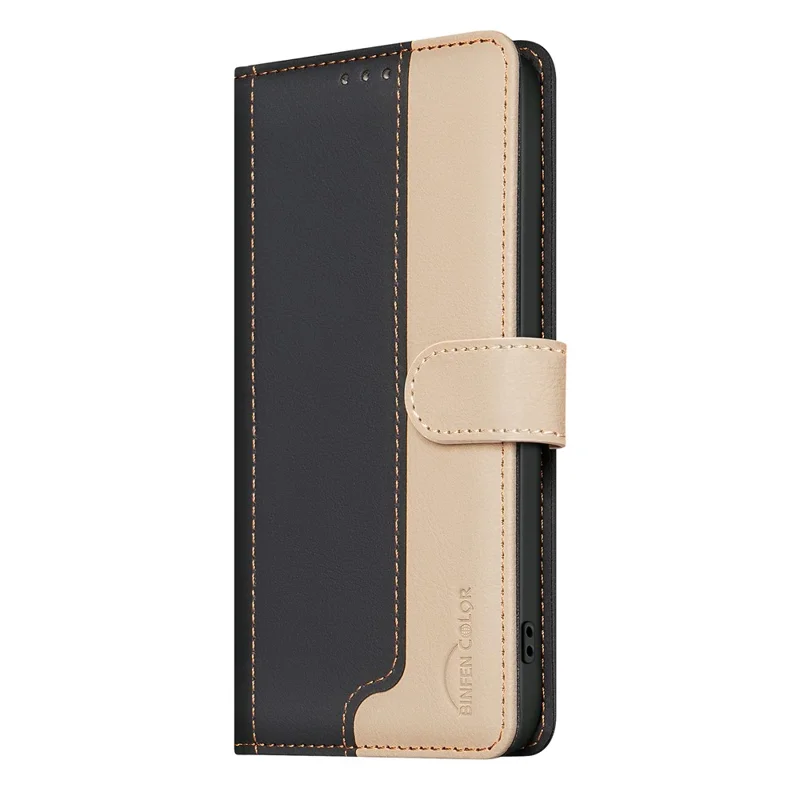 BINFEN COLOR BF33 For iPhone 16 Pro Max Case Splicing Color Anti-Drop Leather Cover - Black