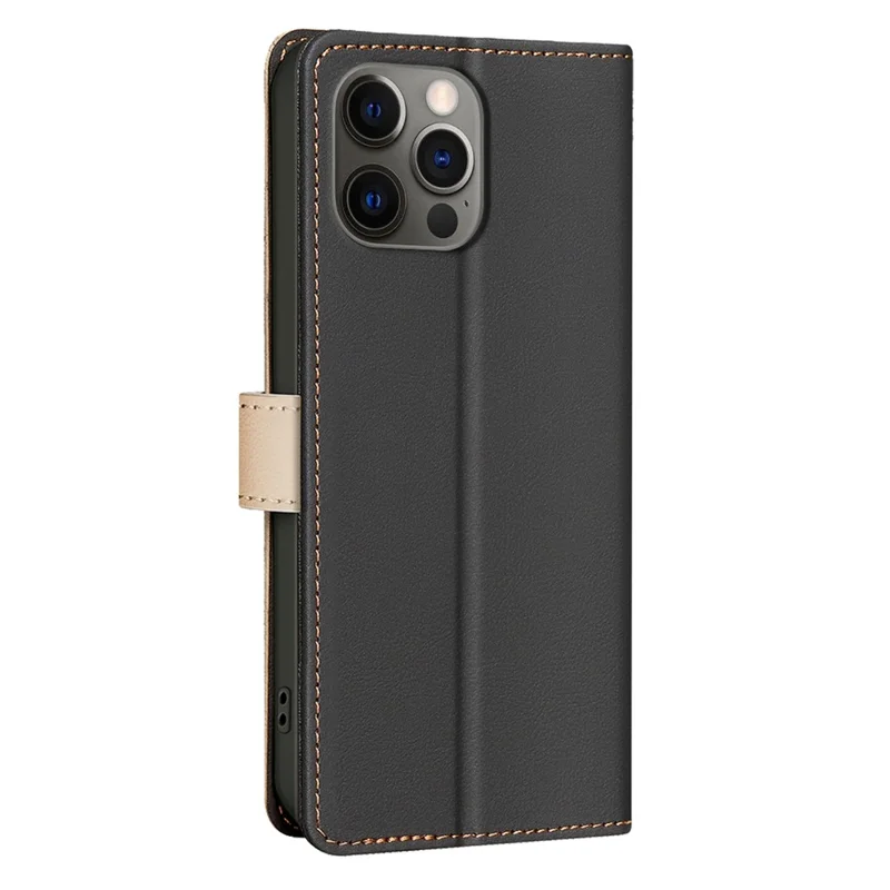 BINFEN COLOR BF33 For iPhone 16 Pro Max Case Splicing Color Anti-Drop Leather Cover - Black