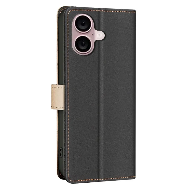 BINFEN COLOR BF33 per iPhone 16 Plus Case RFID Blocking Folio Flip Custodia in pelle - Nero