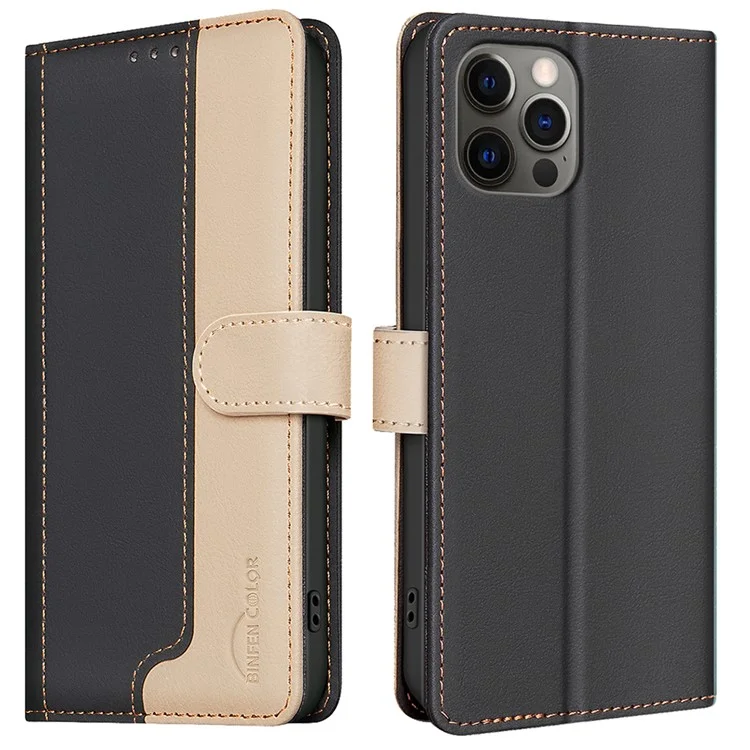 BINFEN COLOR BF33 For iPhone 15 Pro Max Leather Case RFID Blocking Wallet - Black