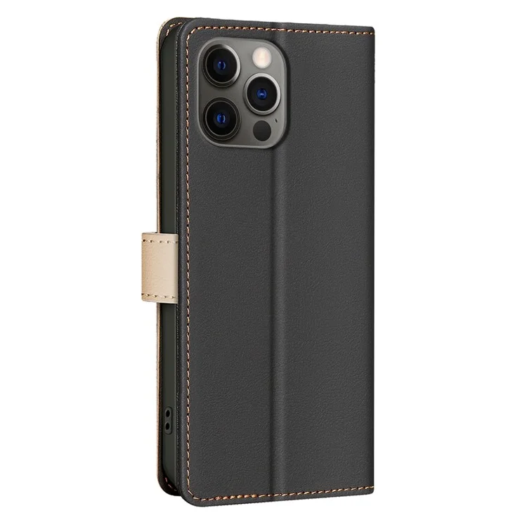 BINFEN COLOR BF33 For iPhone 15 Pro Max Leather Case RFID Blocking Wallet - Black