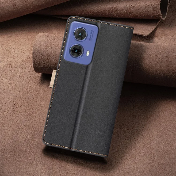 BINFEN COLOR BF33 Per Motorola Moto G85 5G / S50 Neo 5G Custodia Doppio Colore Wallet in Pelle per Telefono - Nero