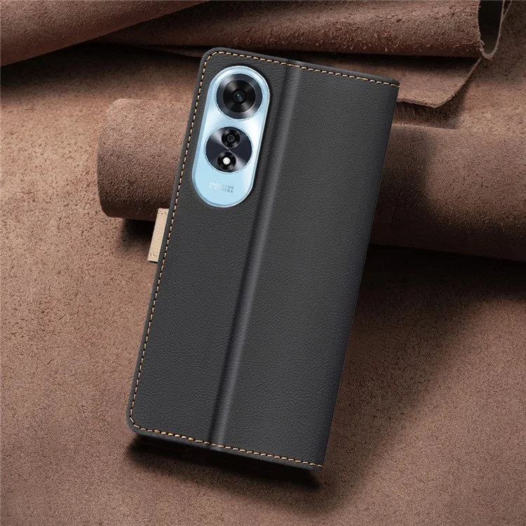BINFEN COLOR BF33 para Oppo A60 4G Case RFID Blocking Leather Phone Cover Wallet Stand - Preto