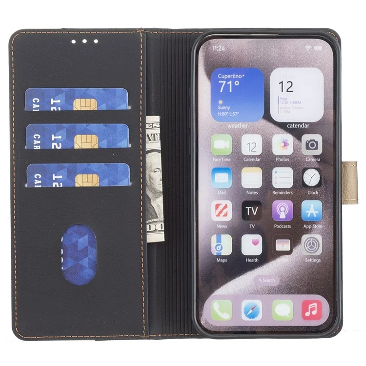 BINFEN COLOR BF33 para Oppo A60 4G Case RFID Blocking Leather Phone Cover Wallet Stand - Preto