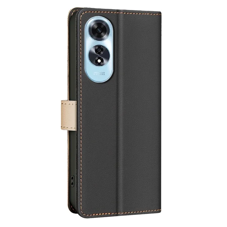 BINFEN COLOR BF33 para Oppo A60 4G Case RFID Blocking Leather Phone Cover Wallet Stand - Preto