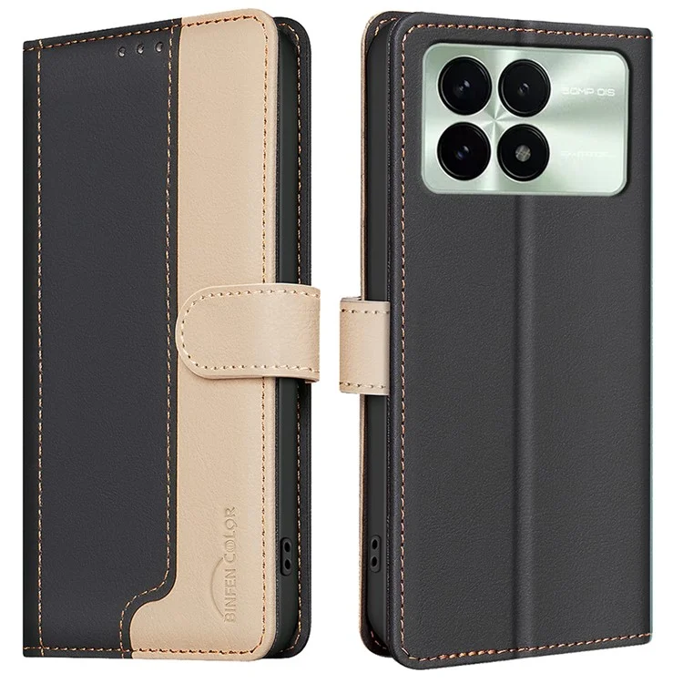 BINFEN COLOR BF33 für Xiaomi Poco F6 Pro 5G / Redmi K70 5G / K70 Pro 5G Ledertasche mit RFID-Blocker - Schwarz