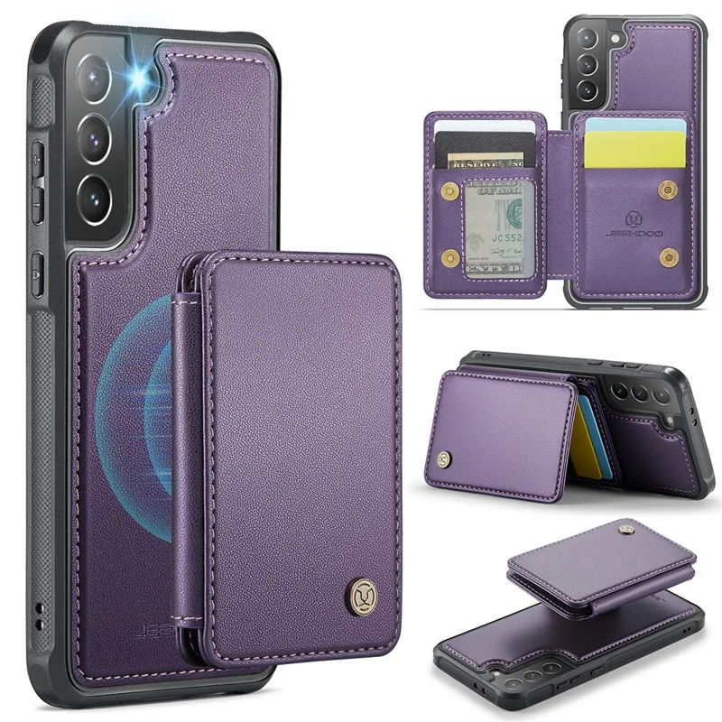 JEEHOOD J05 Para Samsung Galaxy S21+ 5G Capa Bolsa Destacável de Couro+TPU - Roxo