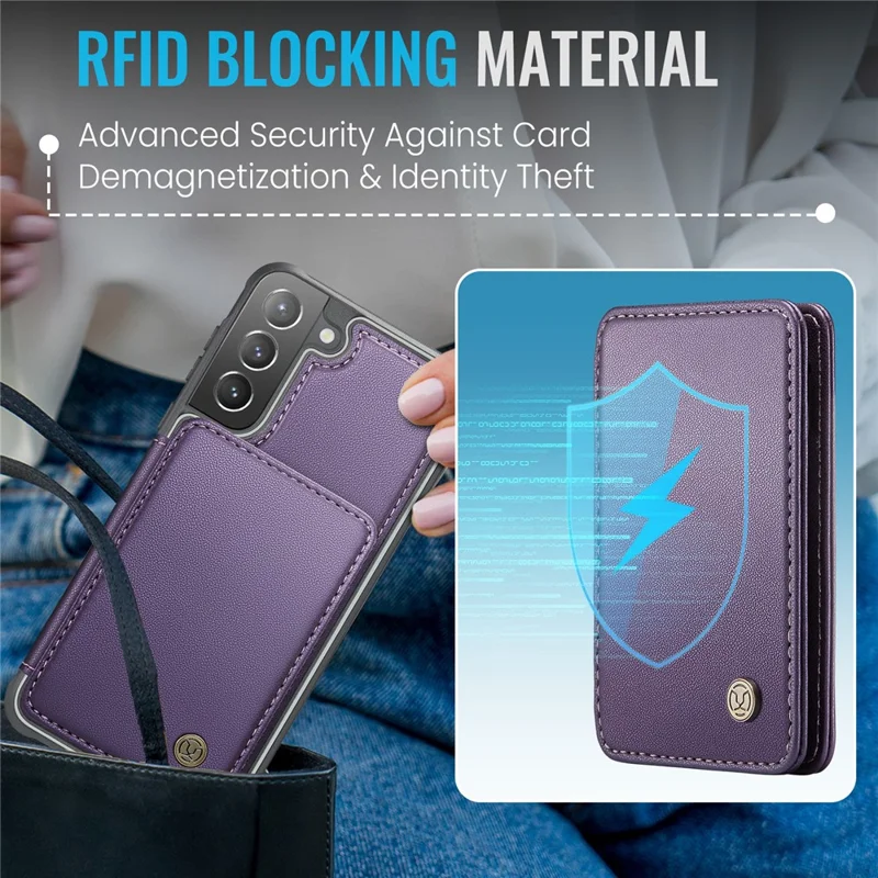 JEEHOOD J05 Para Samsung Galaxy S21+ 5G Capa Bolsa Destacável de Couro+TPU - Roxo