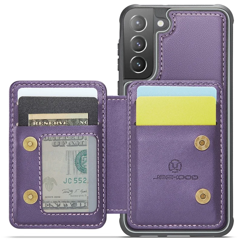JEEHOOD J05 Para Samsung Galaxy S21+ 5G Capa Bolsa Destacável de Couro+TPU - Roxo