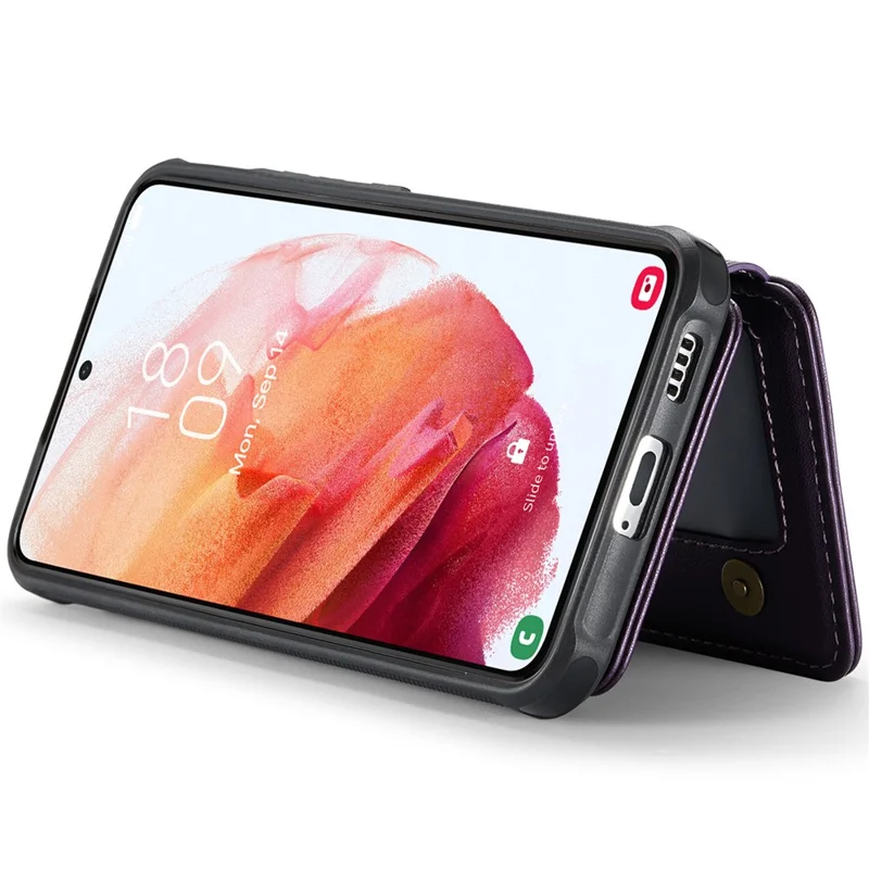 JEEHOOD J05 Para Samsung Galaxy S21+ 5G Capa Bolsa Destacável de Couro+TPU - Roxo