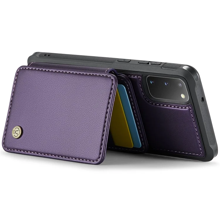 JEEHOOD J05 For Samsung Galaxy S20 4G / 5G Case Leather Mobile Cover with Detachable Magnetic Card Bag - Purple