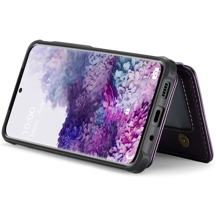 JEEHOOD J05 For Samsung Galaxy S20 4G / 5G Case Leather Mobile Cover with Detachable Magnetic Card Bag - Purple