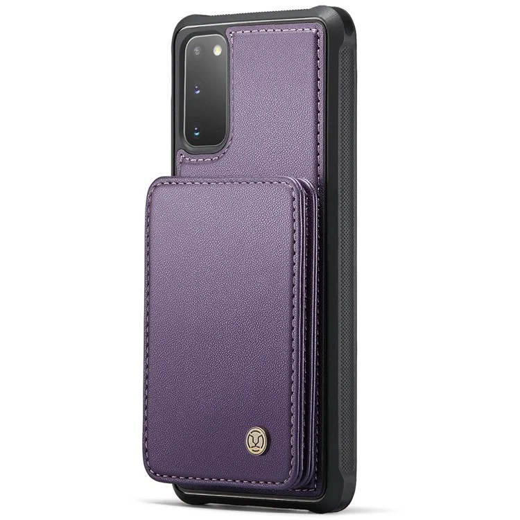 JEEHOOD J05 For Samsung Galaxy S20 4G / 5G Case Leather Mobile Cover with Detachable Magnetic Card Bag - Purple
