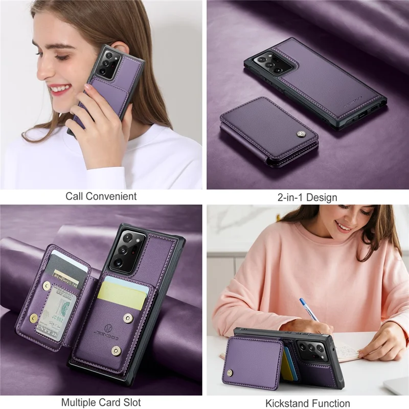 JEEHOOD J05 per Samsung Galaxy Note20 Ultra / Note20 Ultra 5G Custodia Borsa Carta Rimovibile - Viola