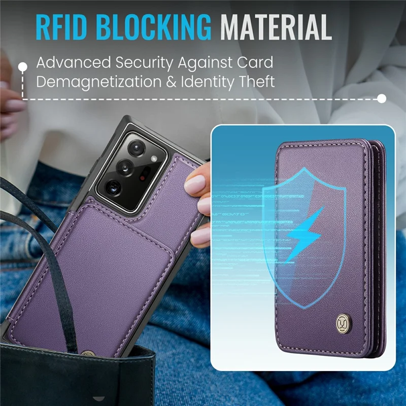 JEEHOOD J05 per Samsung Galaxy Note20 Ultra / Note20 Ultra 5G Custodia Borsa Carta Rimovibile - Viola