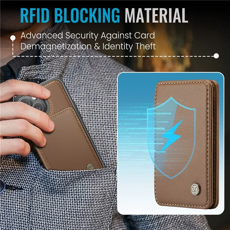 JEEHOOD J05 Für iPhone 13 Case Kartenfächer Leder+TPU Handyhülle Abnehmbares Design - Braun