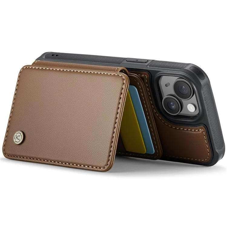JEEHOOD J05 Für iPhone 13 Case Kartenfächer Leder+TPU Handyhülle Abnehmbares Design - Braun