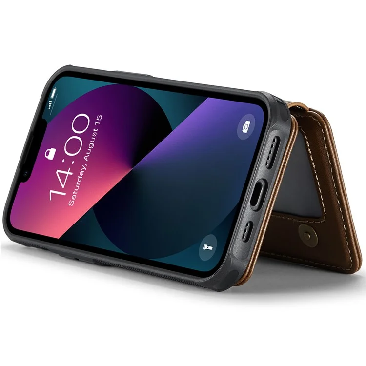 JEEHOOD J05 Für iPhone 13 Case Kartenfächer Leder+TPU Handyhülle Abnehmbares Design - Braun