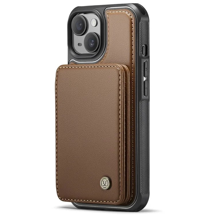 JEEHOOD J05 Für iPhone 13 Case Kartenfächer Leder+TPU Handyhülle Abnehmbares Design - Braun