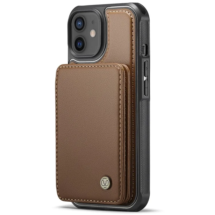 JEEHOOD J05 For iPhone 12 / 12 Pro Case Detachable RFID Blocking Card Bag Phone Cover - Marrom