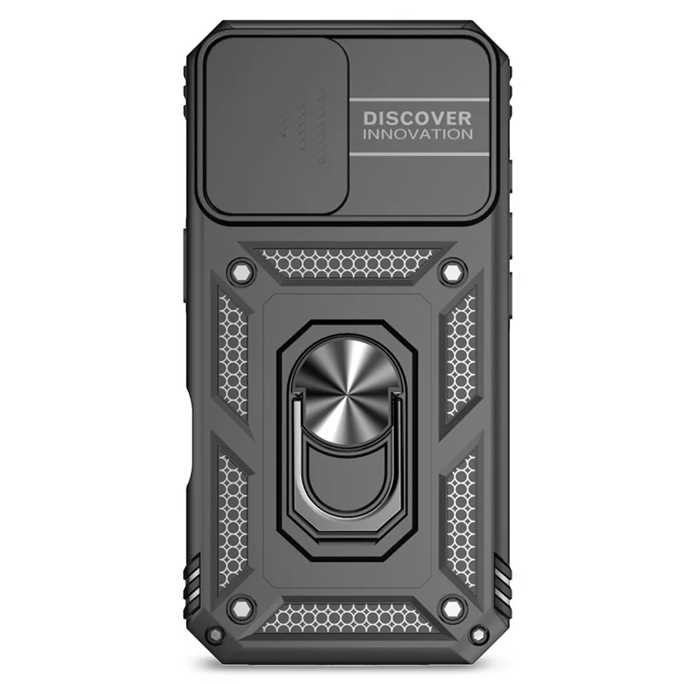 Für iPhone 16 Case Ring Halter Ständer Camshield PC+TPU Handyhülle - Schwarz