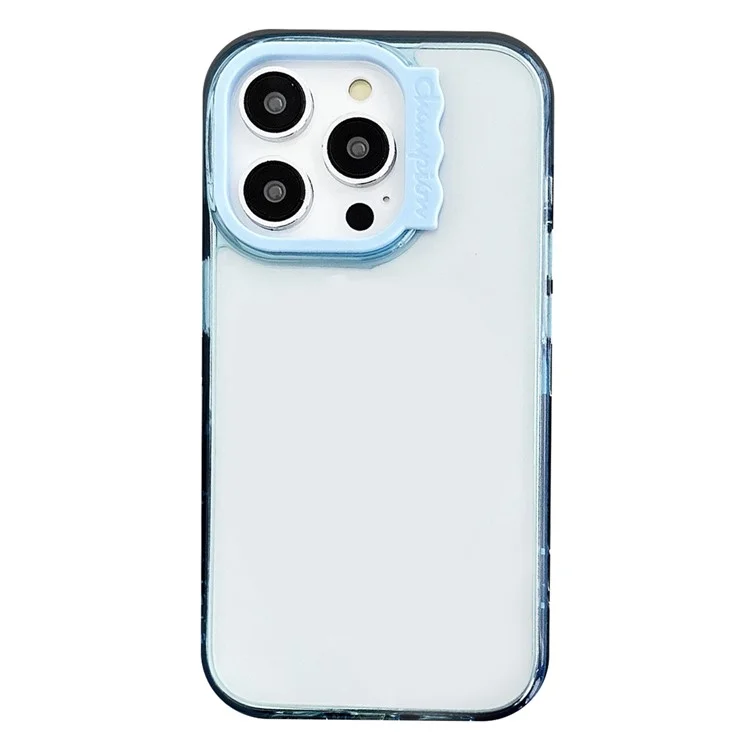 Для iPhone 13 Pro Case Slim Transparent PC + TPU Phone Cover Curly Lens Frame - Blue