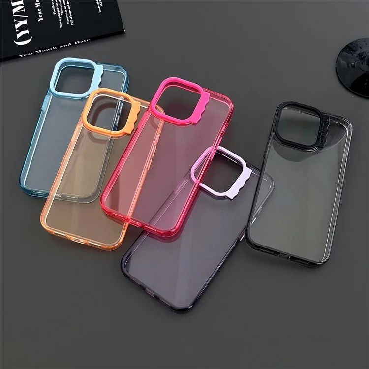Для iPhone 13 Pro Case Slim Transparent PC + TPU Phone Cover Curly Lens Frame - Blue