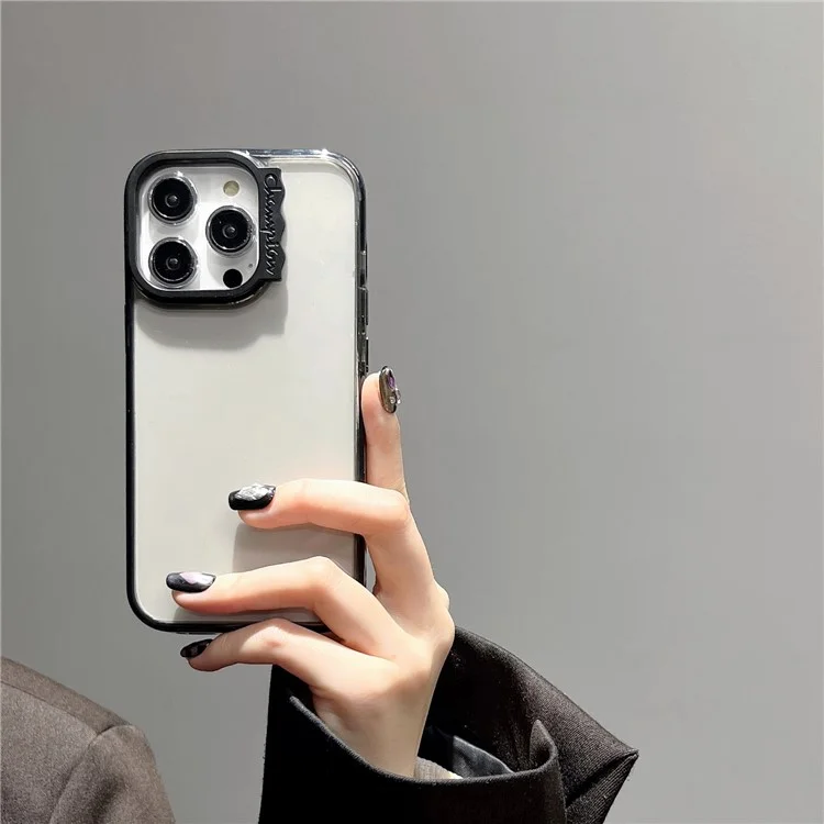Прозрачный чехол для iPhone 14 Pro из поликарбоната + TPU с волнистой оправой для объектива - Розовый