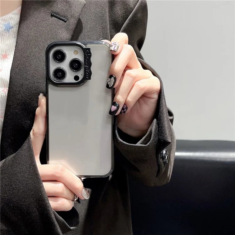 Прозрачный чехол для iPhone 14 Pro из поликарбоната + TPU с волнистой оправой для объектива - Розовый