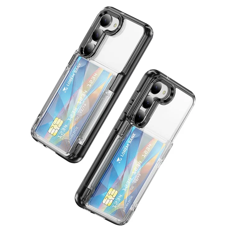 Für Samsung Galaxy S23 Case TPU + Acryl Handyhülle Kartenfach Transparent Schutzhülle - Transparent Schwarz