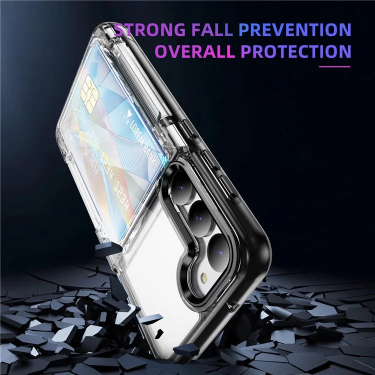 Für Samsung Galaxy S23 Case TPU + Acryl Handyhülle Kartenfach Transparent Schutzhülle - Transparent Schwarz