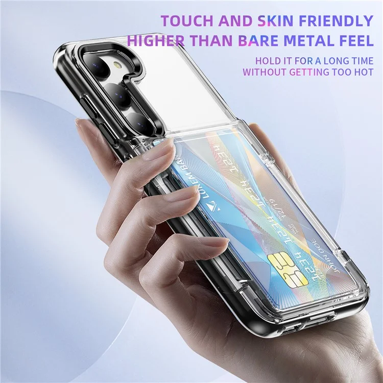Für Samsung Galaxy S23 Case TPU + Acryl Handyhülle Kartenfach Transparent Schutzhülle - Transparent Schwarz