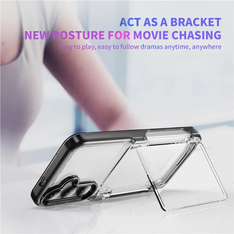 Für Samsung Galaxy S24 Case Kickstand TPU + Acryl Klar Handyhülle Kartenfach - Transparent Schwarz