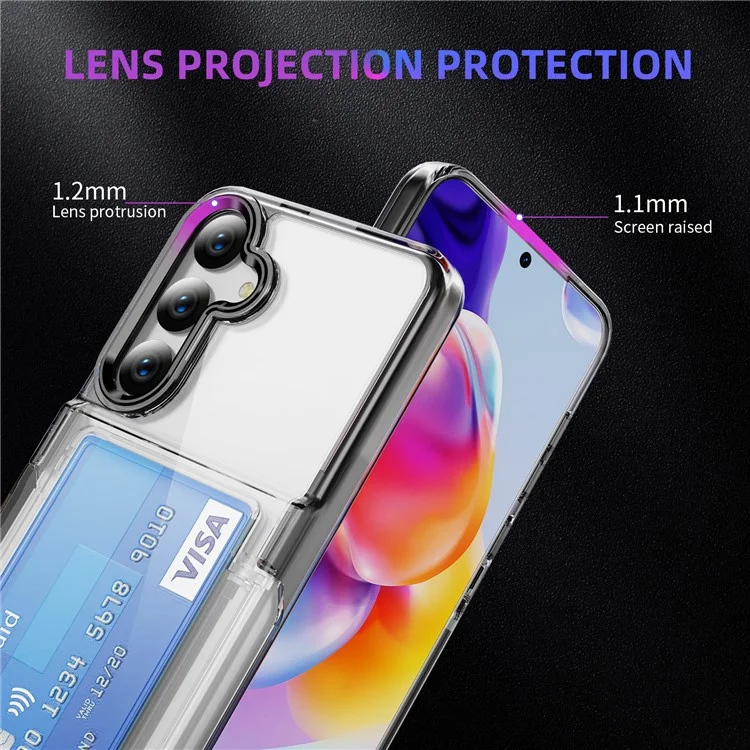 Für Samsung Galaxy S24 Case Kickstand TPU + Acryl Klar Handyhülle Kartenfach - Transparent Schwarz