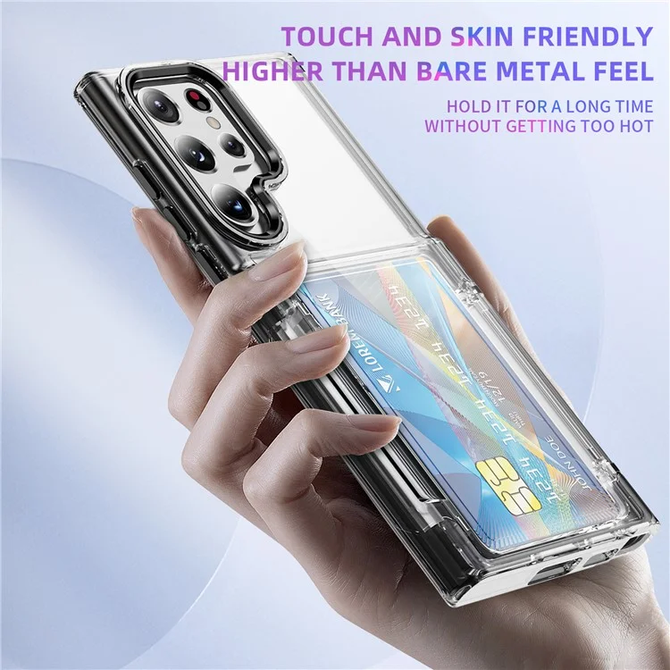 Funda para Samsung Galaxy S24 Ultra TPU + Acrílico Carcasa Protectora Tarjetero Flip Cover Soporte - Transparente Negro