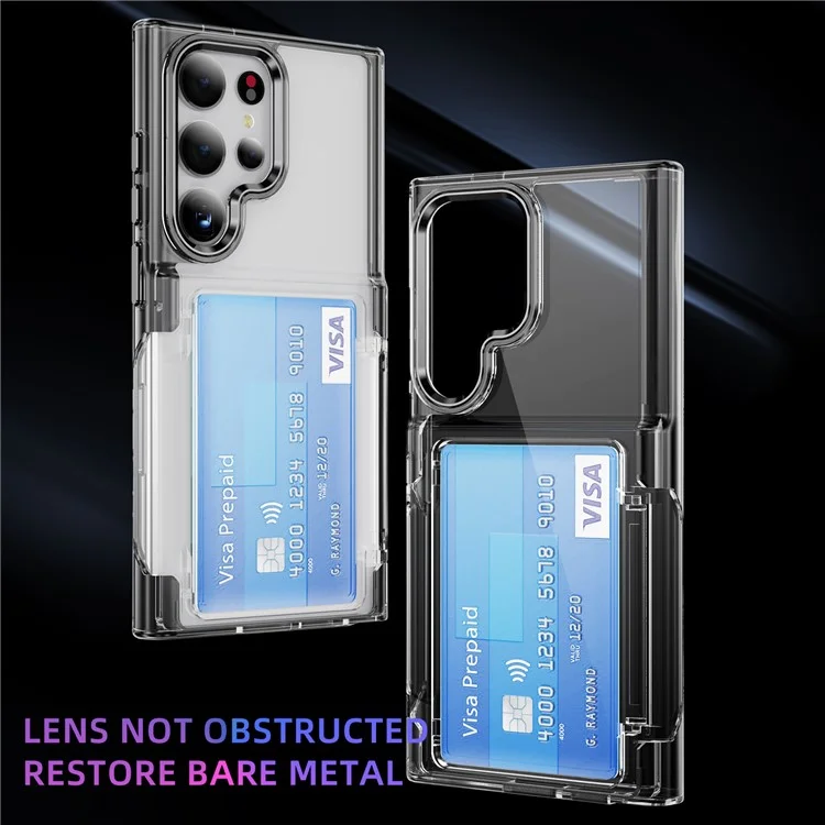 Für Samsung Galaxy S23 Ultra Case TPU + Acryl Transparentes Telefon-Rückencover mit Kartenfach - Transparent Schwarz