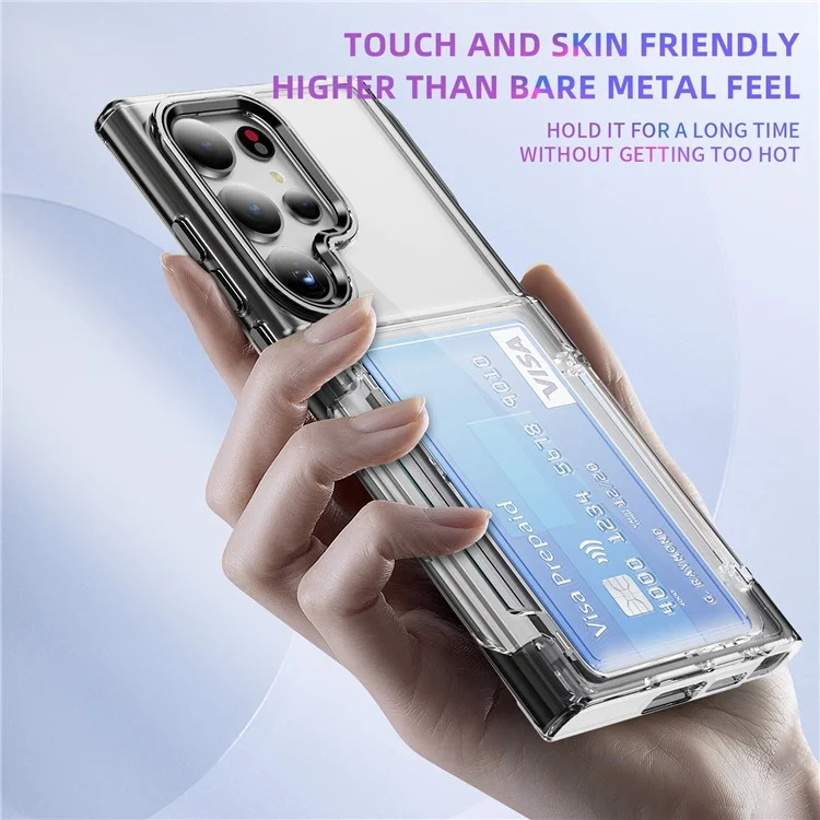 Für Samsung Galaxy S23 Ultra Case TPU + Acryl Transparentes Telefon-Rückencover mit Kartenfach - Transparent Schwarz