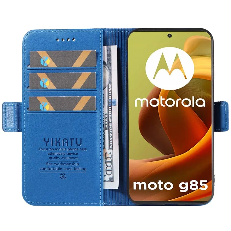 YIKATU YK-003 Per Motorola Moto G85 5G / S50 Neo 5G Custodia in pelle PU con portafoglio e supporto - Blu Cielo