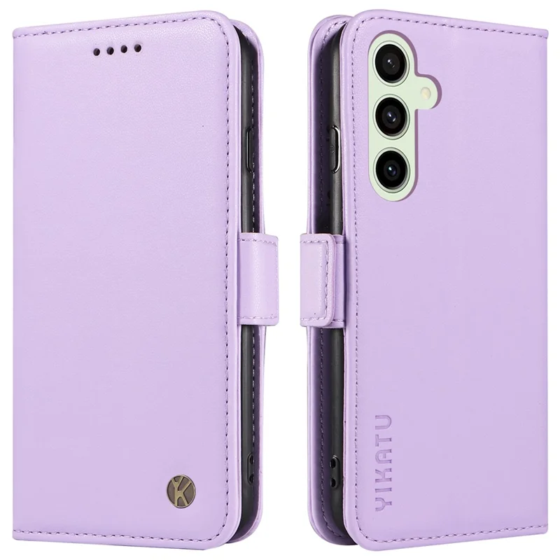 YIKATU YK-003 Funda para Samsung Galaxy S24 FE Broches laterales Cartera de cuero Funda de teléfono con soporte - Morado claro
