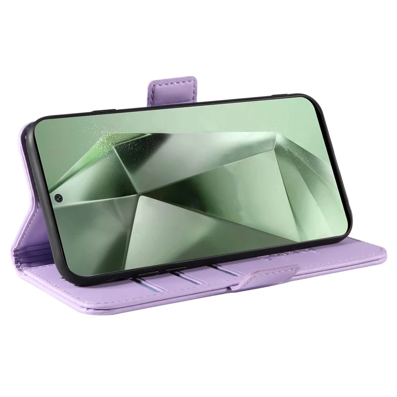 YIKATU YK-003 Funda para Samsung Galaxy S24 FE Broches laterales Cartera de cuero Funda de teléfono con soporte - Morado claro