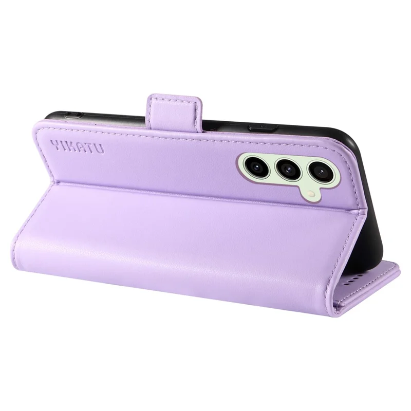 YIKATU YK-003 Funda para Samsung Galaxy S24 FE Broches laterales Cartera de cuero Funda de teléfono con soporte - Morado claro