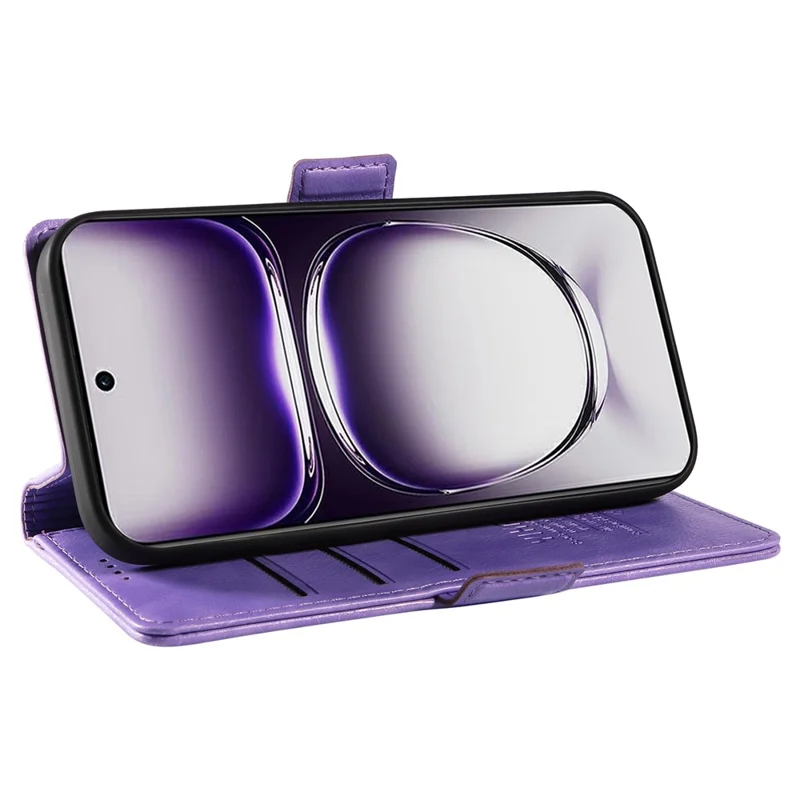 YIKATU YK-007 Para Oppo Reno12 5G (Global) Capa de Celular Anti-Queda Carteira de Couro PU com Suporte - Roxo