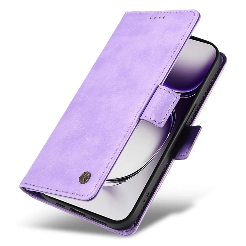 YIKATU YK-007 Para Oppo Reno12 5G (Global) Capa de Celular Anti-Queda Carteira de Couro PU com Suporte - Roxo