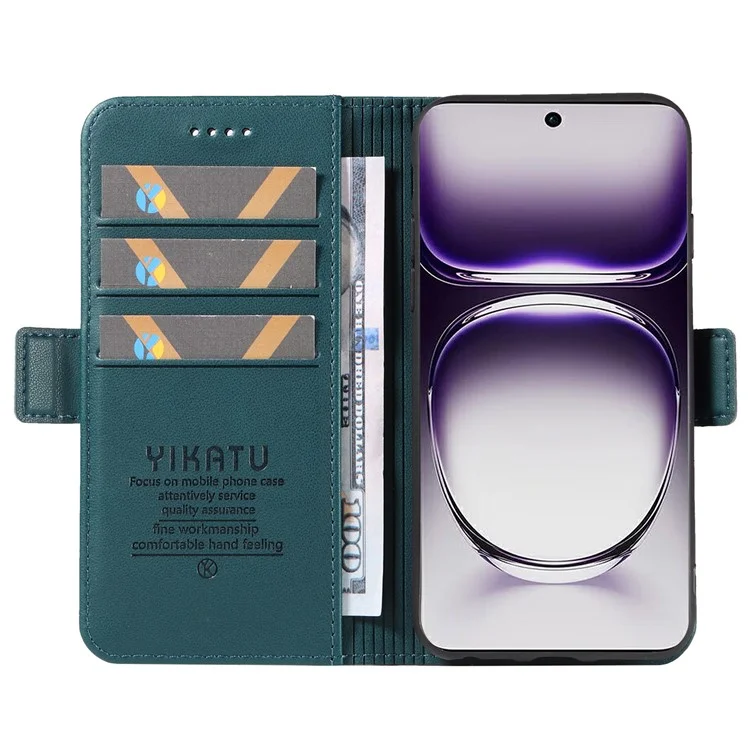YIKATU YK-003 per Oppo Reno12 5G (Global) Cover Portafoglio con fermagli magnetici laterali in pelle - Blu