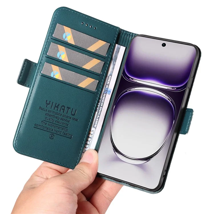 YIKATU YK-003 per Oppo Reno12 5G (Global) Cover Portafoglio con fermagli magnetici laterali in pelle - Blu
