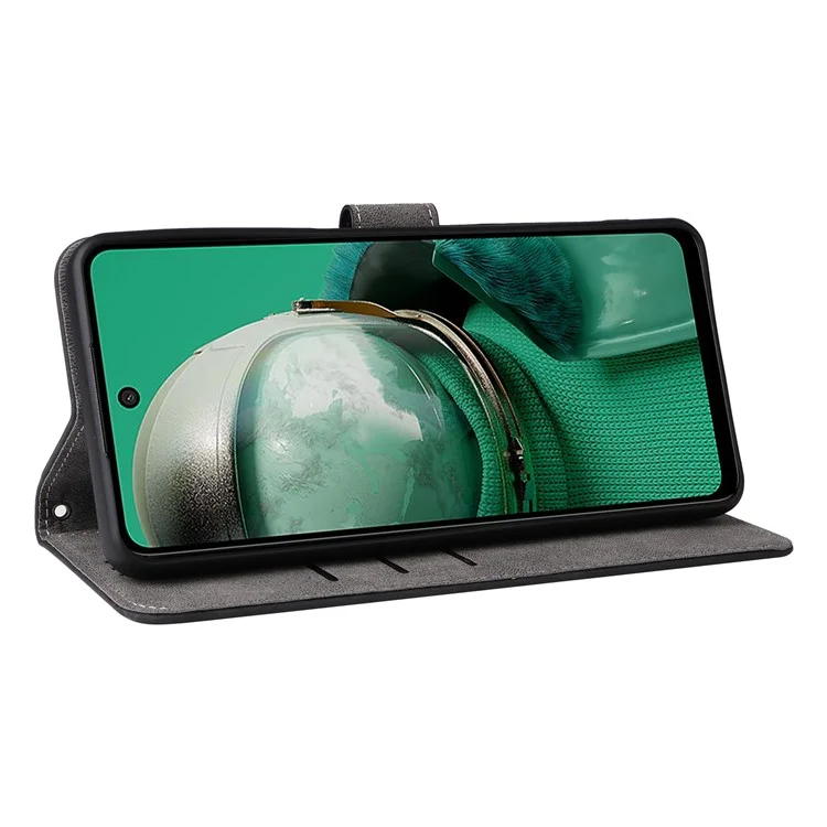 Für HMD Pulse / Pulse Pro / Pulse+ Leder-Handyhülle mit RFID-Blocker-Geldbörse mit Riemen - Schwarz